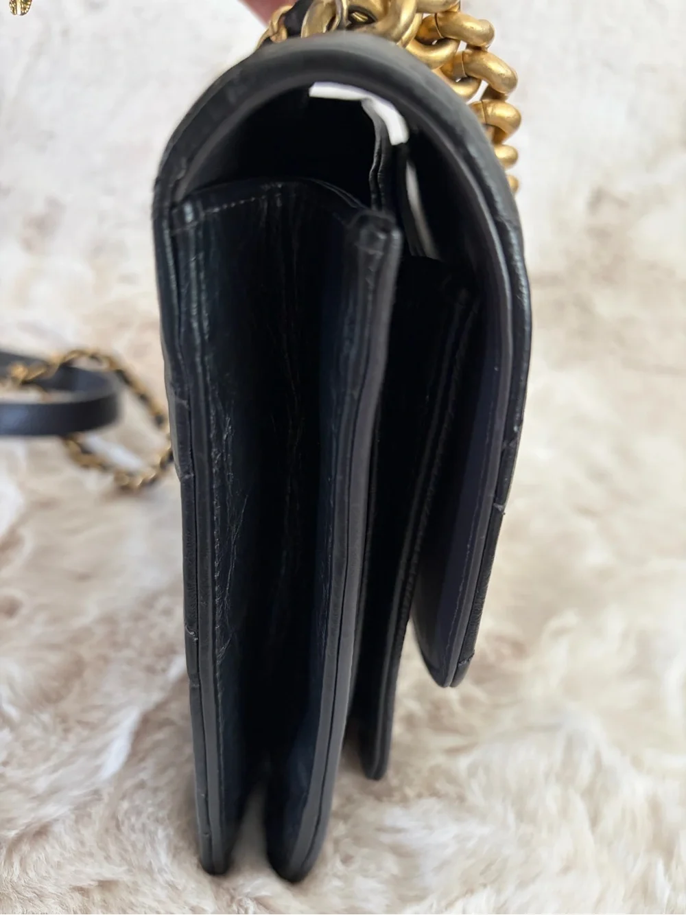 Chanel Black Quilted Lambskin and Caviar Leather Shoulder Bag with Gold Chain